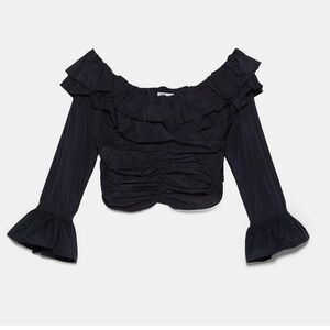 Zara Black Ruffled Blouse